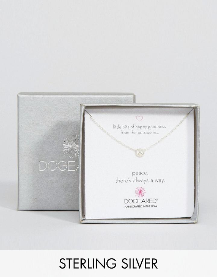 Dogeared Sterling Silver Little Bits Of Happy Mini Peace Limited Edition Boxed Necklace - Silver