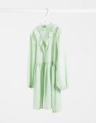 Asos Design Frill Neck Detail Smock Mini Dress In Mint Green