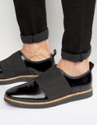 Asos Shoes In Black Leather With Elastic Detail - Black