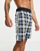 Le Breve Lounge Bay Shorts In Black Gray Check - Part Of A Set