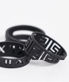 Asos Design Ring Pack In Matte Black Emboss