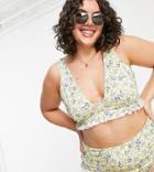 Asos Design Curve Crop Bikini Top In Mixed Floral Print-multi
