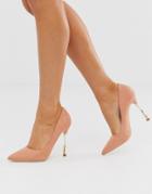 Glamorous Taupe Pumps With Gold Statement Heel-beige