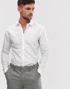 Topman Premium Penny Collar Slim Shirt With Egyptian Cotton In White