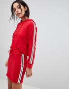 Lasula Stripe Cropped Hoodie - Red