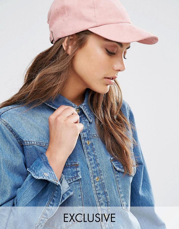 Reclaimed Vintage Suedette Baseball Cap - Blush