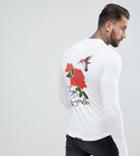 Rose London Muscle Long Sleeve T-shirt Wth Back Print Exclusive To Asos - White