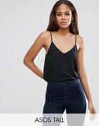Asos Tall Woven Cami Top With Double Layer - Black