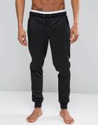 Asos Loungewear Skinny Joggers In Poly Tricot With Double Waistband - Black