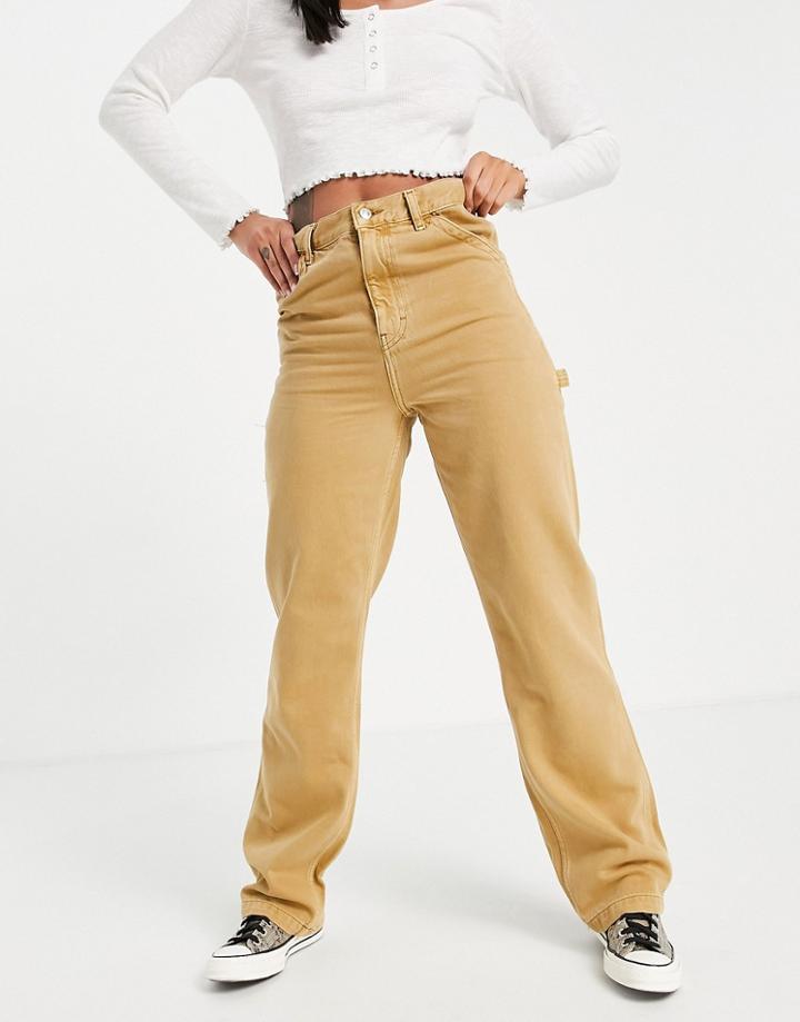 Topshop Carpenter Jean In Sand-neutral