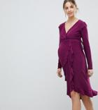 Asos Maternity Frill Detail Wrap Dress - Purple