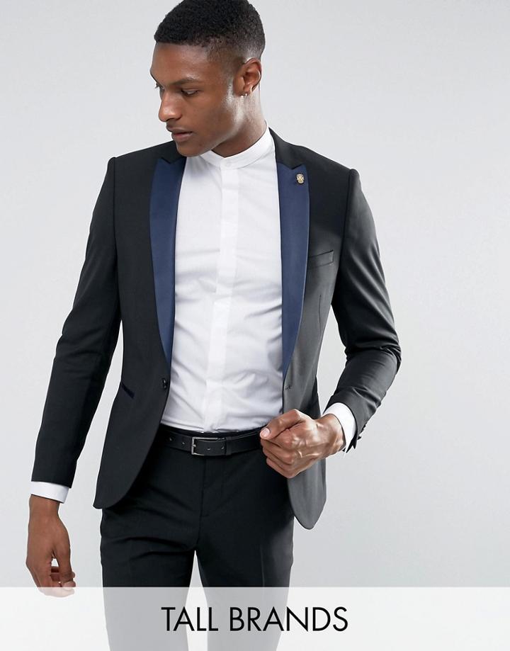 Noose & Monkey Tall Super Skinny Tuxedo Jacket - Black