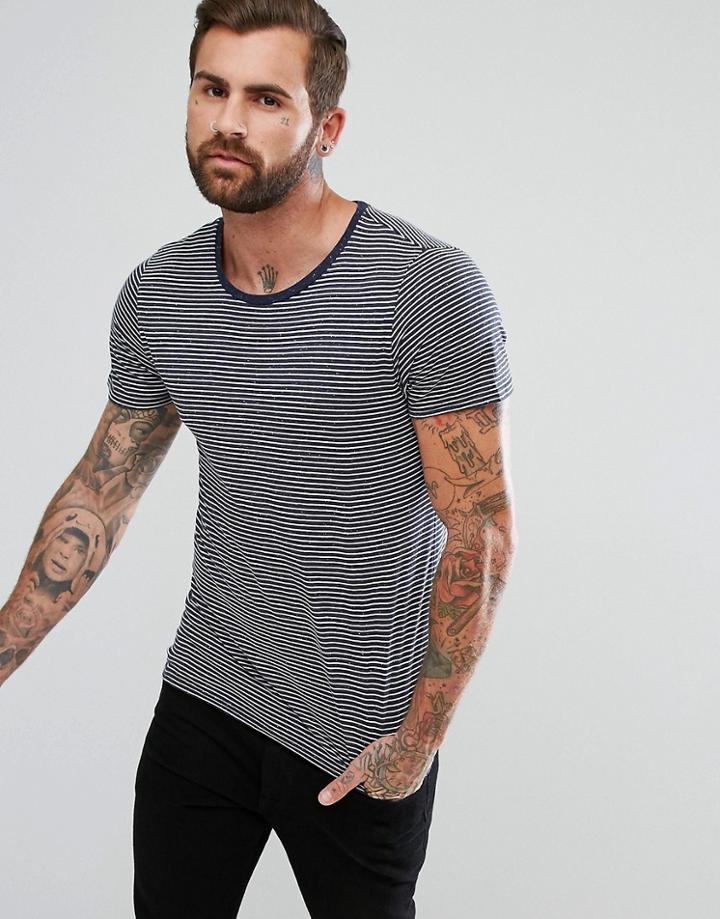 Lee Jeans Stripe Pocket T-shirt In Fleck Navy - Navy