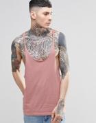 Asos Vest With Raw Edge Extreme Racer Back In Pink - Pink
