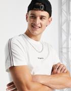 Asos Design T-shirt With Taping And Text Print In White