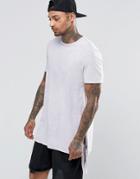 Asos Super Longline T-shirt With Extreme Side Splits And Tie Sides - Gray