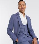 Asos Design Tall Wedding Super Skinny Suit Jacket With Micro Texture In Mid Blue