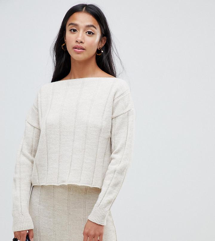 Asos Design Petite Two-piece Sweater In Wide Rib - Beige