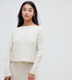 Asos Design Petite Two-piece Sweater In Wide Rib - Beige