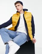 Asos Design Puffer Quilted Vest In Yellow-neutral