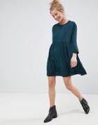 Asos Long Sleeve Smock Mini Dress - Green