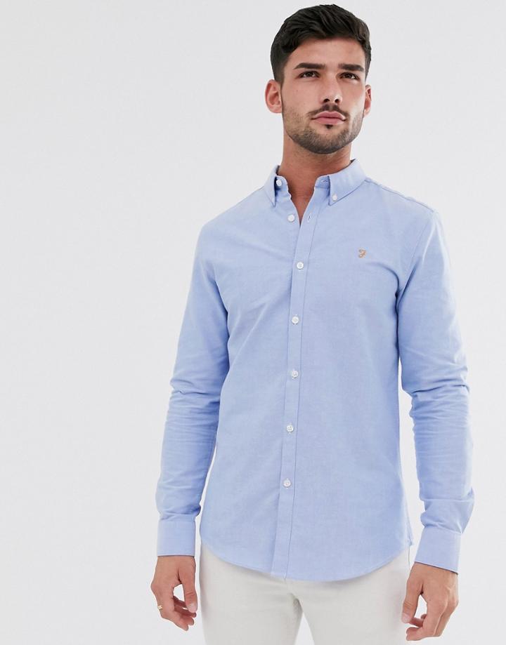 Farah Brewer Slim Fit Oxford Shirt In Blue