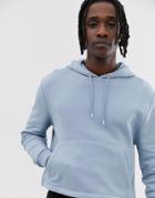 Asos Design Cropped Hoodie In Blue - Blue
