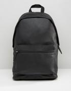 Asos Backpack In Grain Faux Leather - Black