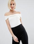 Asos Off Shoulder Top In Rib With Deep Fold & Notch Detail - Purple