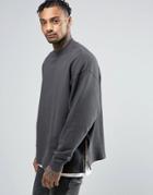 Asos Oversized Sweatshirt With Side Zips - Black