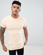 Asos Design Longline Muscle Fit T-shirt With Crew Neck And Stretch - Orange