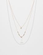 Orelia Three Row Necklace With Tassel - White