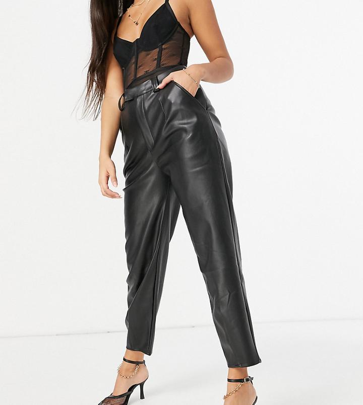 Missguided Petite Faux Leather Pants In Black