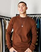 Threadbare Cotton Crew Neck Sweater In Auburn-brown