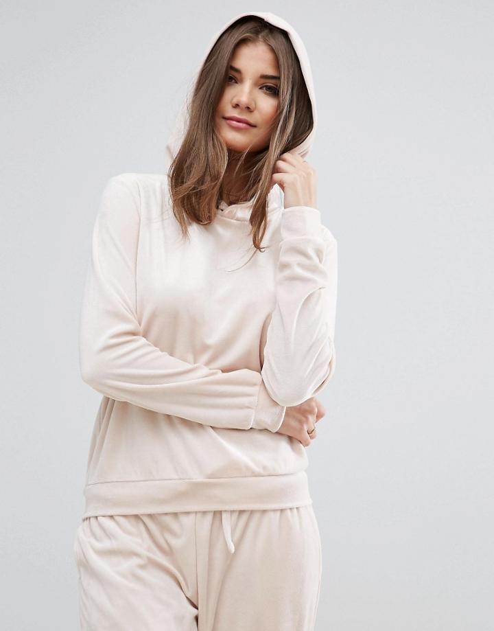 Asos Lounge Velour Hoodie - Beige