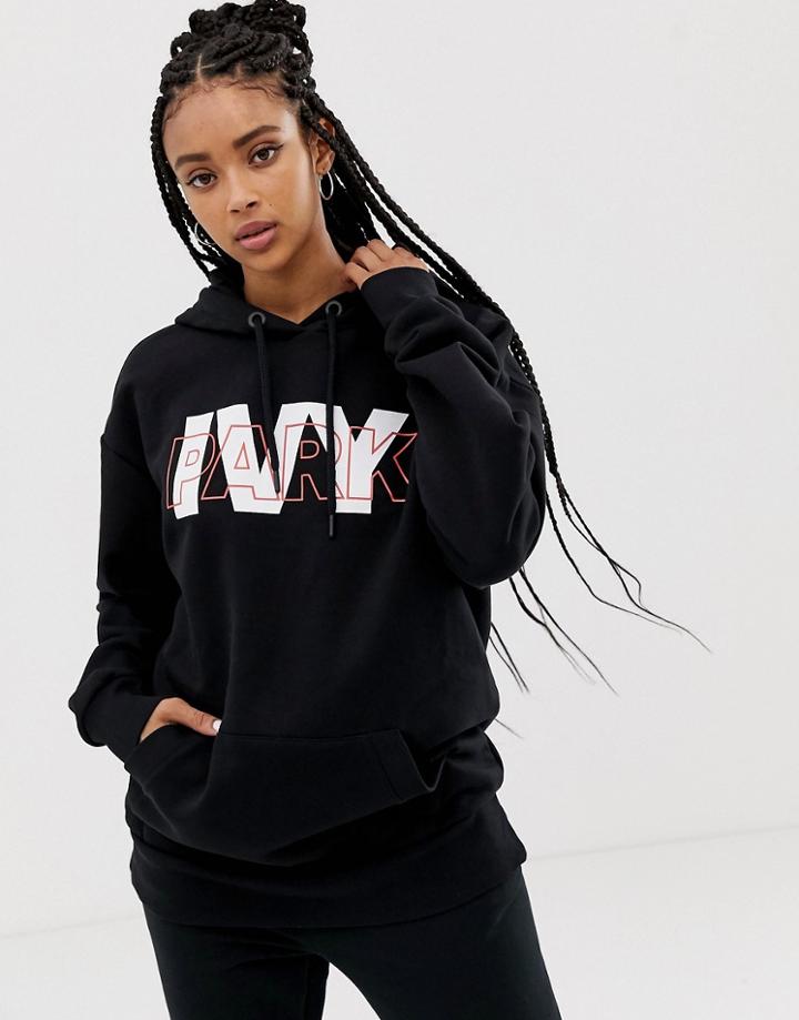 Ivy Park Layer Logo Hoodie In Black - Black