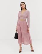 Fashion Union Midi Skirt In Spot - Pink
