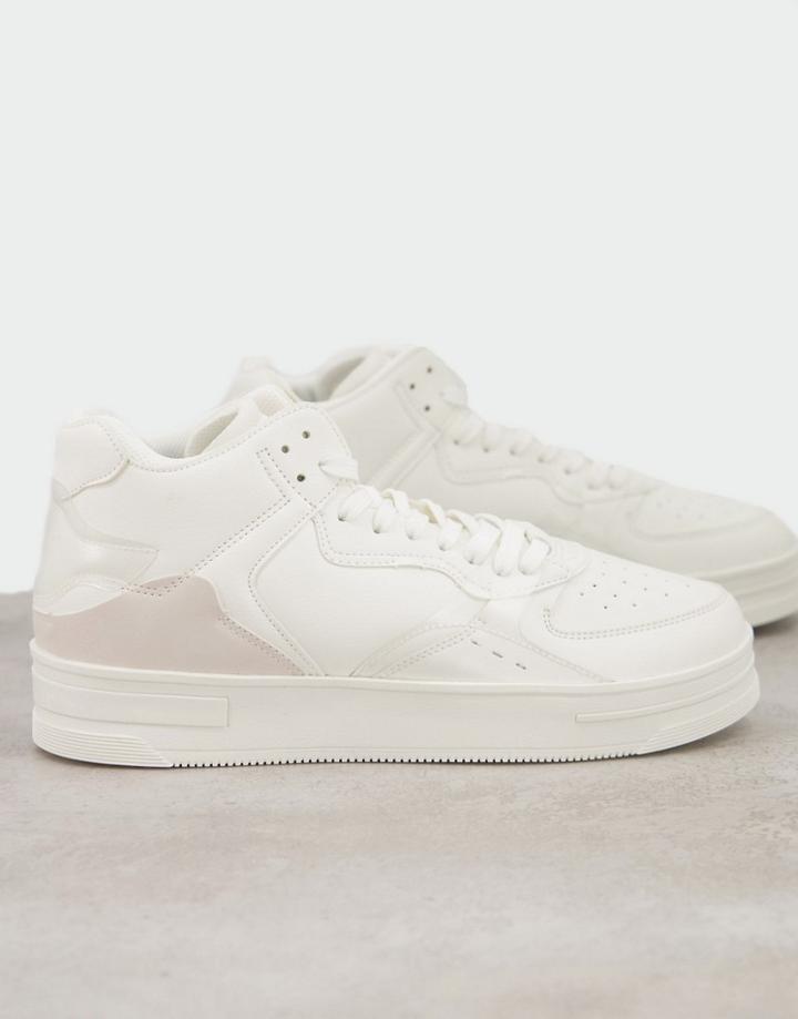 Bershka Hi Top Sneakers In White