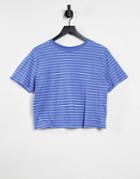 New Look Boxy T-shirt In Blue Stripe-blues