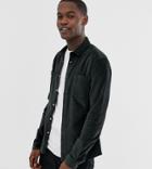 Asos Design Tall Slim Velvet Shirt In Green-yellow
