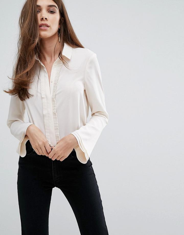 Warehouse Pleated Placket Shirt - Cream