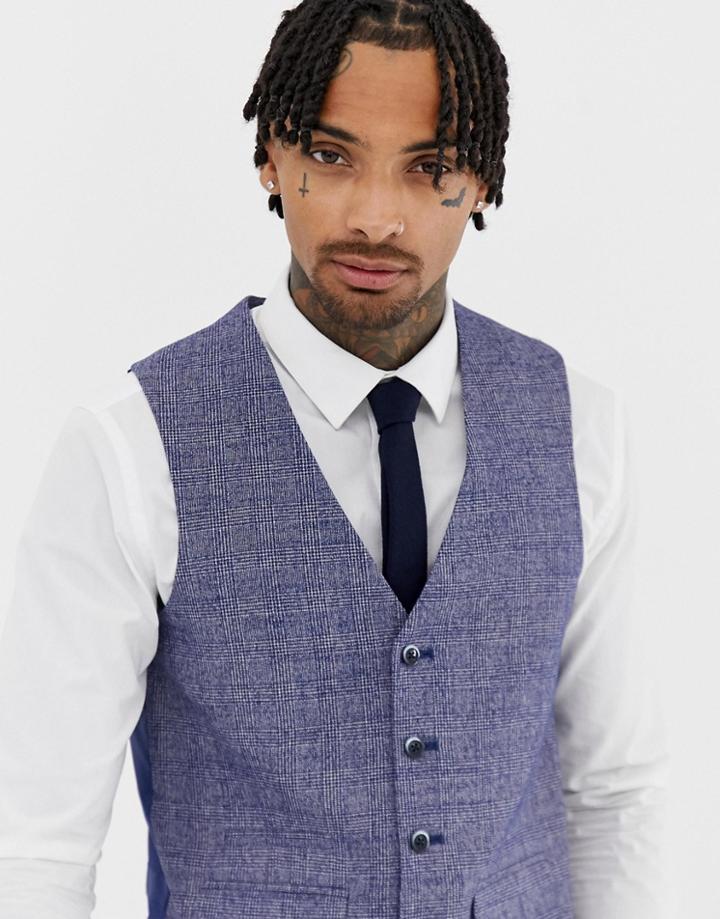 Harry Brown Blue Slim Fit Vest - Blue