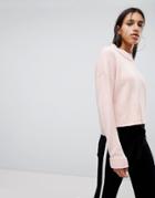 Noisy May High Neck Chenille Cropped Sweater - Pink