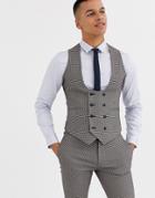 Asos Design Wedding Super Skinny Suit Vest In Micro Texture In Gray-brown
