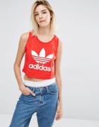 Adidas Originals Loose Cropped Tank With Trefoil Logo - Vivid Red