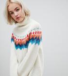 Oneon Unisex Hand Knitted Fairisle Cream Sweater - Multi