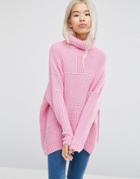 Weekday Turtleneck Fluffy Knit Sweater - Pink