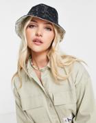 Calvin Klein Jeans Organic Cotton All Over Logo Bucket Hat In Black