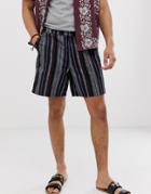 Asos Design Slim Shorts In Navy Stripe