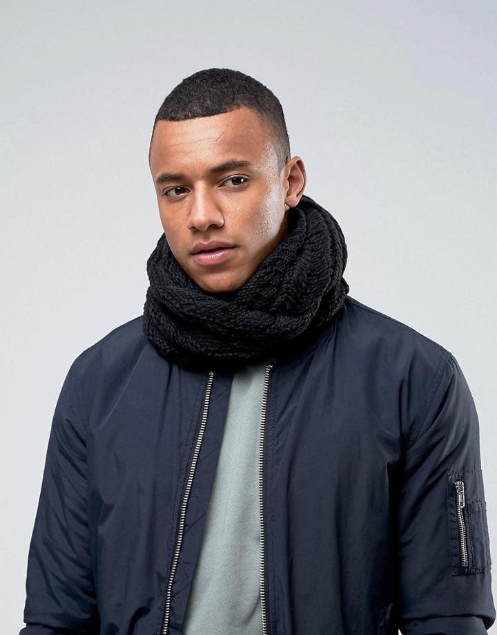 7x Cable Infinity Scarf - Black